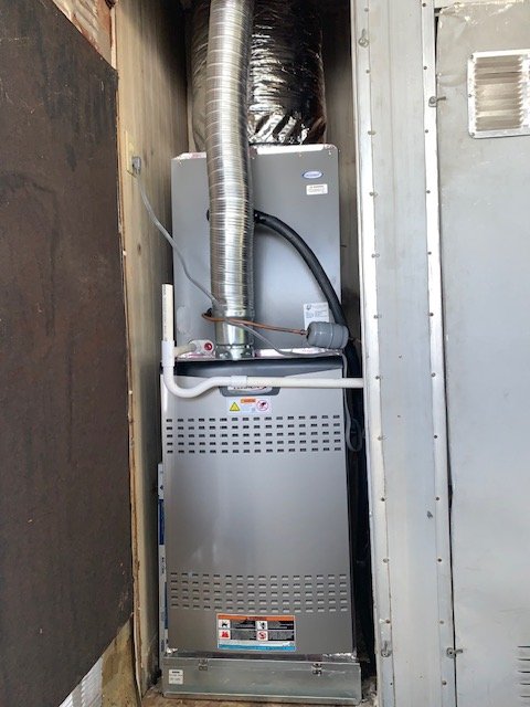 Carrier furnace installed in a home closet by Left Coast Air